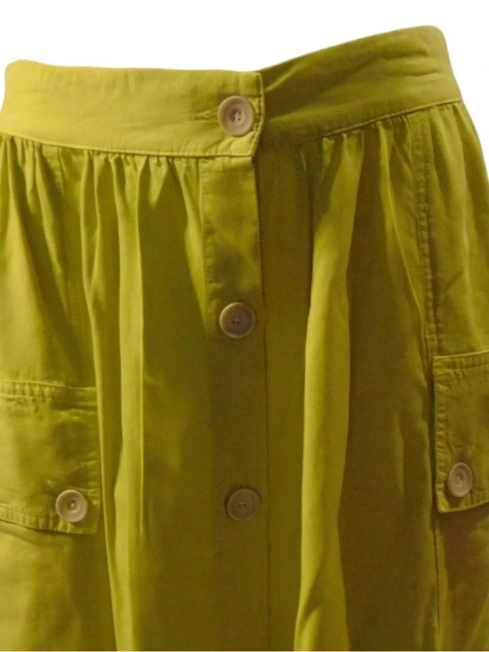 Paz Torras Lime Green Cargo Midi Skirt Button Front NWT Size 8